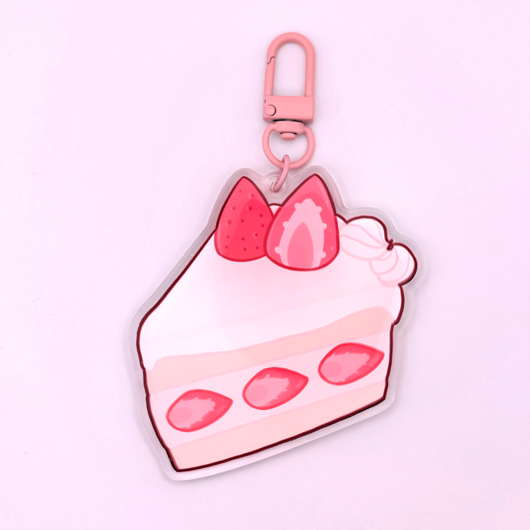 Strawberry Pink Mini-Food Keychain || Pink Strawberry Aesthetic Cute Desserts