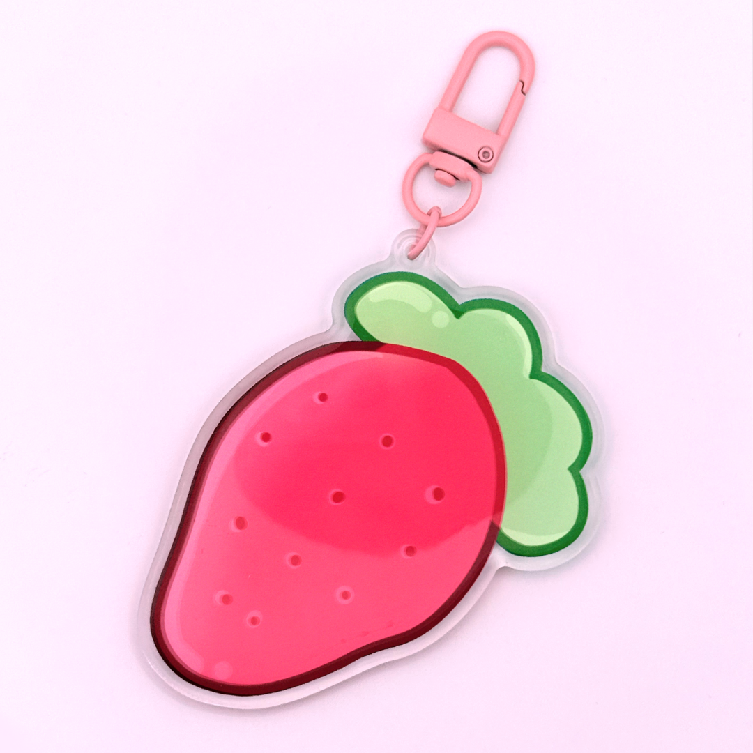 Strawberry Pink Mini-Food Keychain || Pink Strawberry Aesthetic Cute Desserts