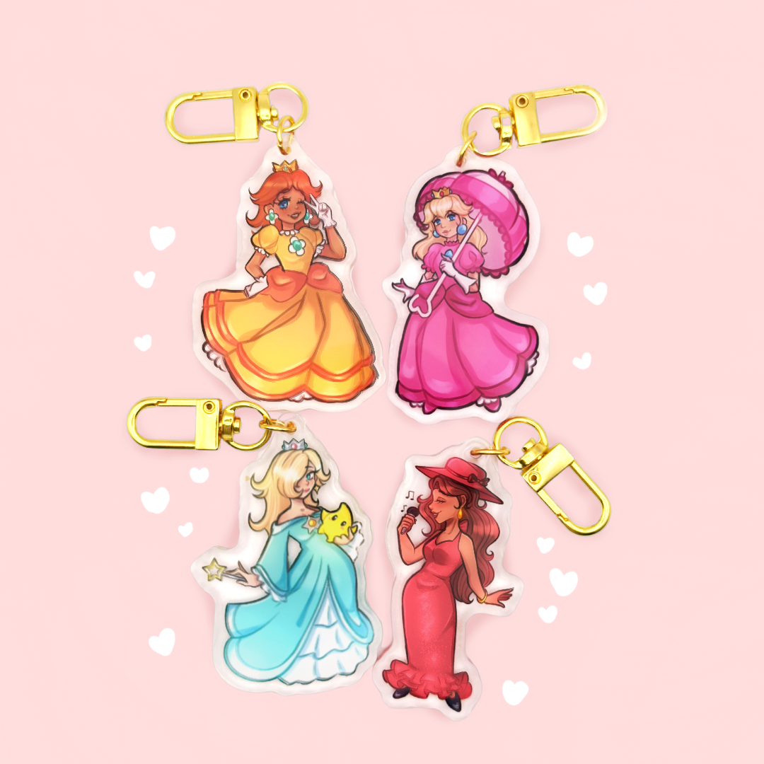 Super Mario Princess Keychains | Peach, Daisy, Rosalina, Pauline Charms