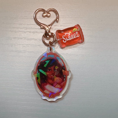 Pink Doll Holo Keychain - Acrylic Charm